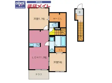 フロンティア TH II(2LDK/2階)の間取り写真