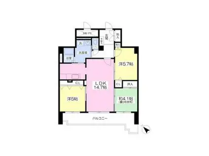 リバティベル月寒(3LDK/7階)の間取り写真