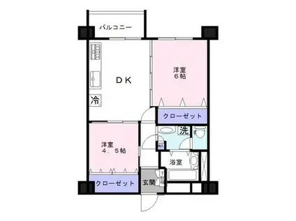 東武伊勢崎線 とうきょうスカイツリー駅 徒歩3分 14階建 築54年(2DK/4階)の間取り写真