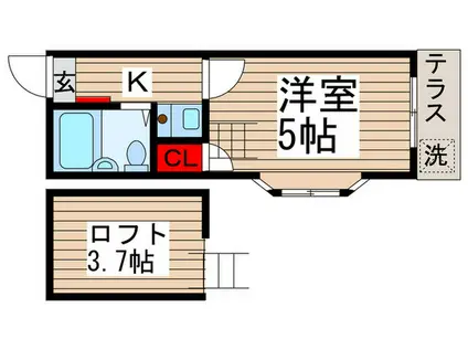 HEBRON(1K/1階)の間取り写真