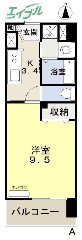 福富GRADEマンション(1K/4階)の間取り写真