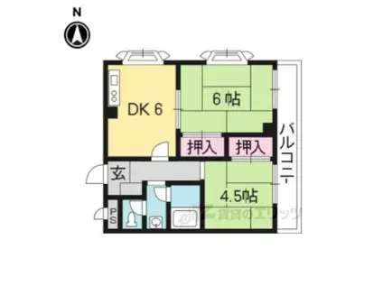 LA VITA(2DK/2階)の間取り写真