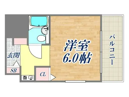 猪名寺パークマンションⅠ(ワンルーム/8階)の間取り写真