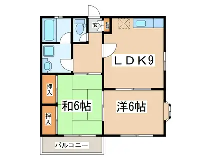 ヴィレッジ淡島(2LDK/1階)の間取り写真