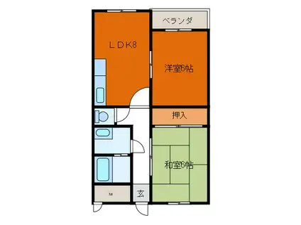 野田シャトルマンションB(2LDK/2階)の間取り写真