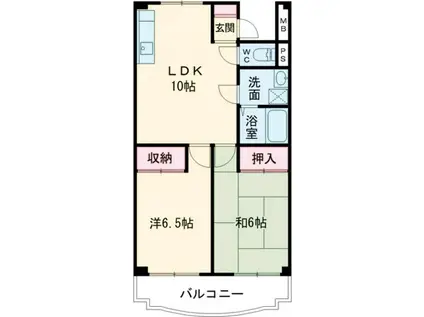 ビアンカ狭山A棟(2LDK/4階)の間取り写真