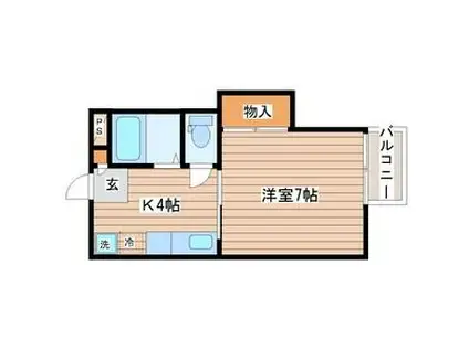 ロイヤルパインA棟(1K/1階)の間取り写真