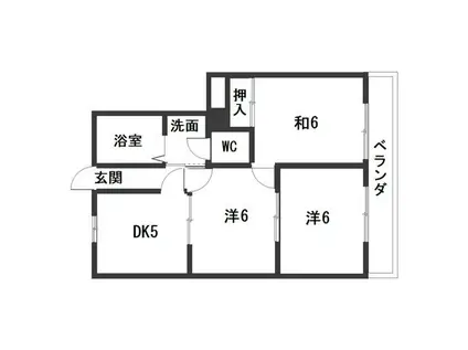 サンシャイン植田(3DK/4階)の間取り写真