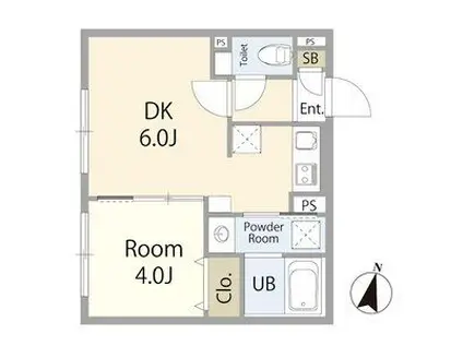 リーデンス名古屋駅西(1LDK/4階)の間取り写真