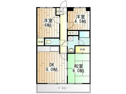 クラール・ハオス(3DK/2階)の間取り写真