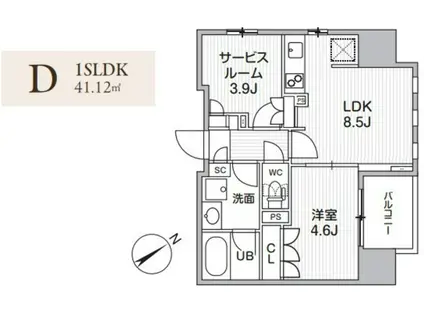 グランエール西日暮里ノース(1SLDK/7階)の間取り写真