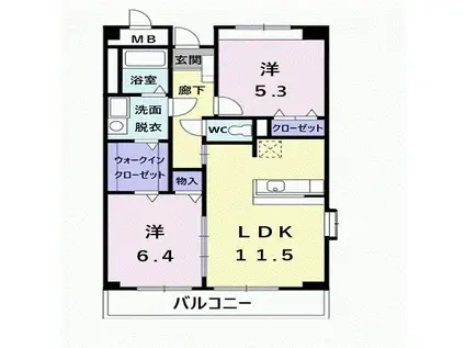 ビエントナイン(2LDK/3階)の間取り写真