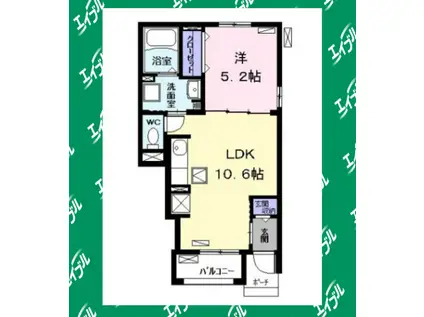 セレノ I(1LDK/1階)の間取り写真