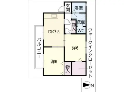 ルウエスト西味鋺(2DK/2階)の間取り写真