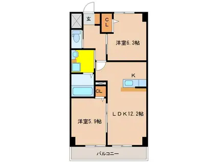 シーテラス(2LDK/5階)の間取り写真