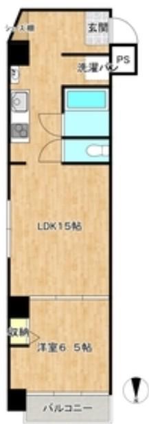 朝日プラザ西道頓堀(1LDK/4階)の間取り写真