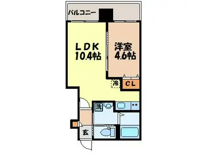 SGB浜町(1LDK/10階)の間取り写真