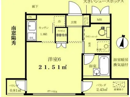 アベリア明大前(1K/2階)の間取り写真