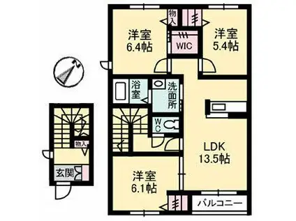 メゾンアンビシア(3LDK/2階)の間取り写真