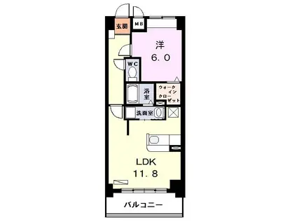 エミネンス八熊(1LDK/1階)の間取り写真