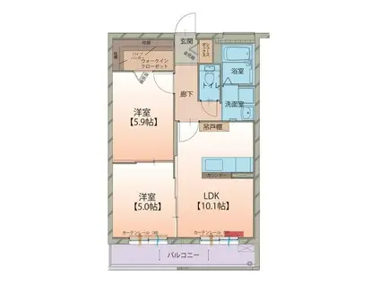 ハートフル輝(2LDK/1階)の間取り写真