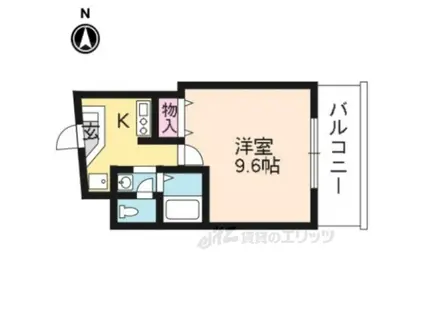 メゾンK-THREE(1K/4階)の間取り写真