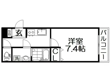 フェアリーコテージ枚方なぎさ(1K/3階)の間取り写真