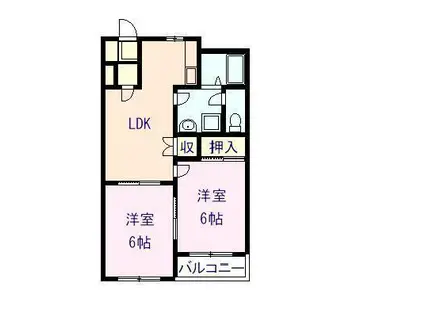 アイビス小絹(2DK/3階)の間取り写真