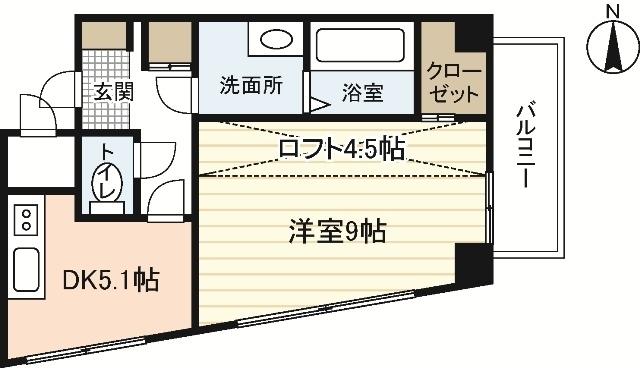 DOLCE廿日市(1DK/3階)の間取り写真