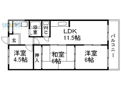 メゾンブランシェ(3LDK/1階)の間取り写真