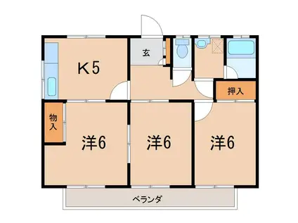 コーポFK A棟(3K/2階)の間取り写真