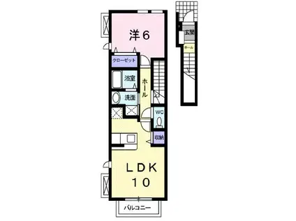プロムナ-ドIII(1LDK/2階)の間取り写真
