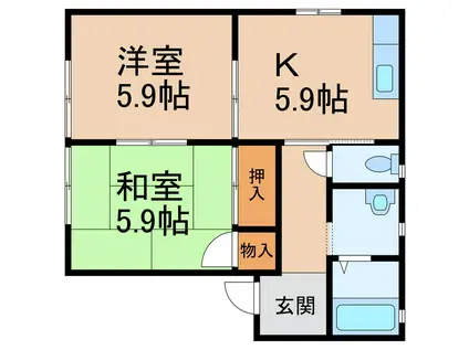 サンビレッジ宮前(2K/1階)の間取り写真
