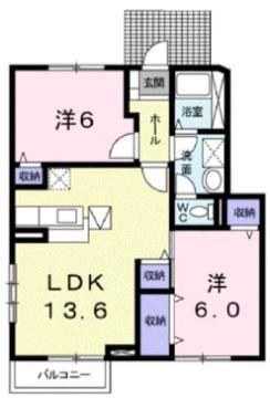 ボナールメゾンU A(2LDK/1階)の間取り写真