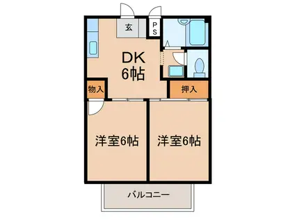 アメニティ大山(2DK/2階)の間取り写真