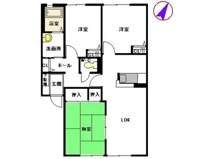 プラムコートA(3LDK/1階)の間取り写真