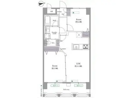 ヴァン・ヴェール新宿(2LDK/10階)の間取り写真