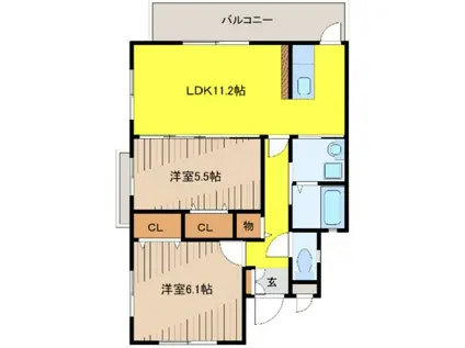 FAMILLE・AYULE(2LDK/3階)の間取り写真