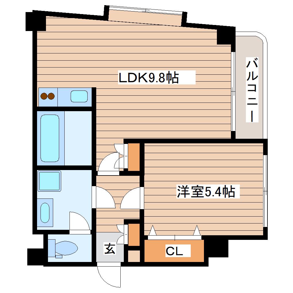 クラベール(1LDK/2階)の間取り写真