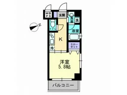 パレス西広島(1K/5階)の間取り写真