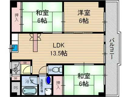 ヌーヴェレール南茨木2(3LDK/4階)の間取り写真