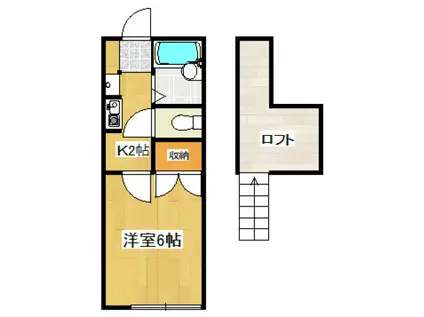 サンハイツ栗平(1K/2階)の間取り写真