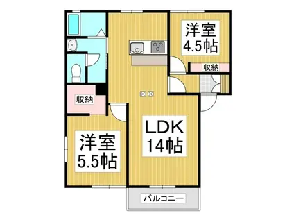 フレグランス長土呂E(2LDK/1階)の間取り写真