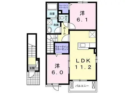 グリーンマーチII(2LDK/2階)の間取り写真