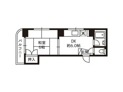 サンパレス伊東(1DK/2階)の間取り写真