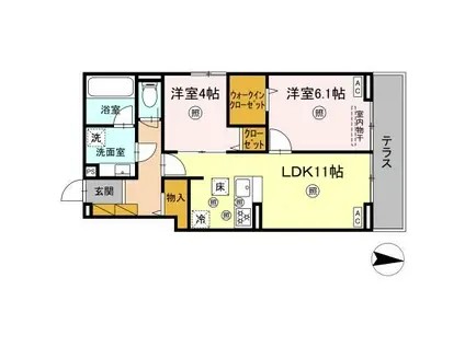 D-KUUTIO(2LDK/1階)の間取り写真