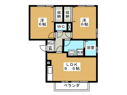 ドストーレスみわB(2DK/3階)の間取り写真