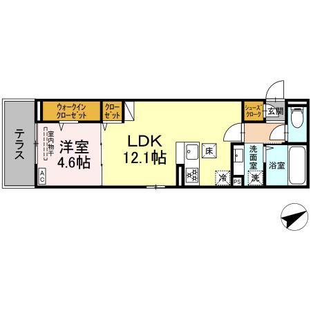 ノイハイマート屋形(1LDK/1階)の間取り写真
