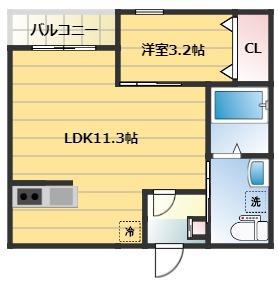 ステラ連坊(1LDK/1階)の間取り写真