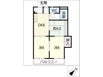 グリーンコーポ滝の水B棟(3DK/2階)の間取り写真